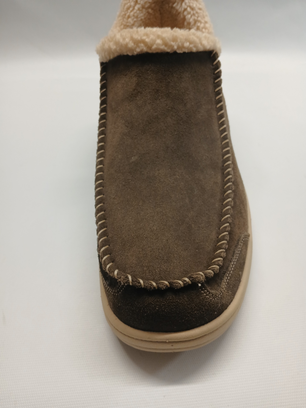 Orthofeet Men's Othopedic Brown Suede Slip-On with Cream Shearling Collar - Picture 3 of 15